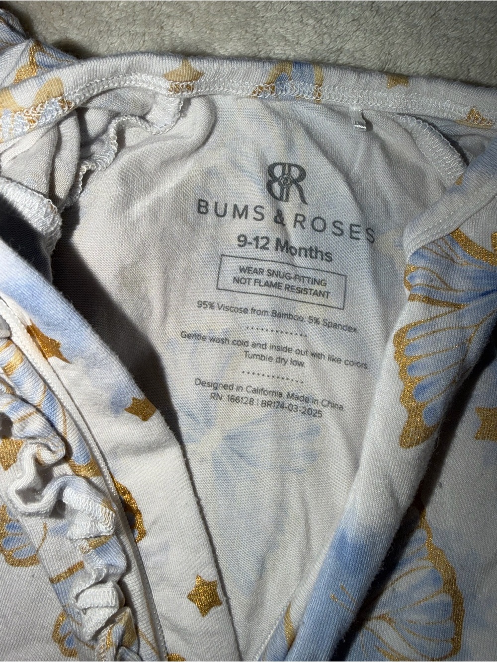 Bums & Roses Ruffle Butt Onesie 9-12m - Picture 4 of 6